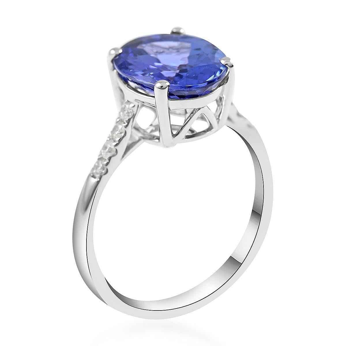 Certified & Appraised Iliana 18K White Gold AAA Tanzanite and G-H SI Diamond Ring (Size 9.0) 3.50 ctw image number 3