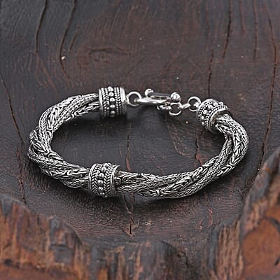 Bali Legacy Sterling Silver Tulang Naga and Borobudur Bracelet (7.50 In) 41.85 Grams