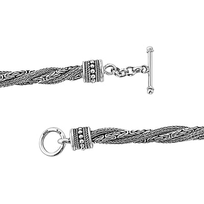Bali Legacy Sterling Silver Tulang Naga and Borobudur Bracelet (7.50 In) 41.85 Grams
