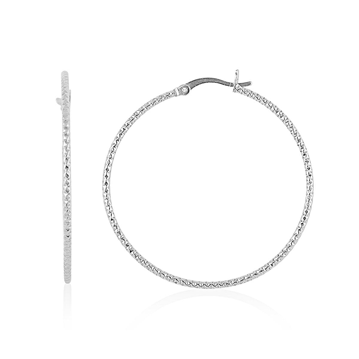 Sterling Silver 1.45mm Hoop Earrings (1.30 g) image number 0