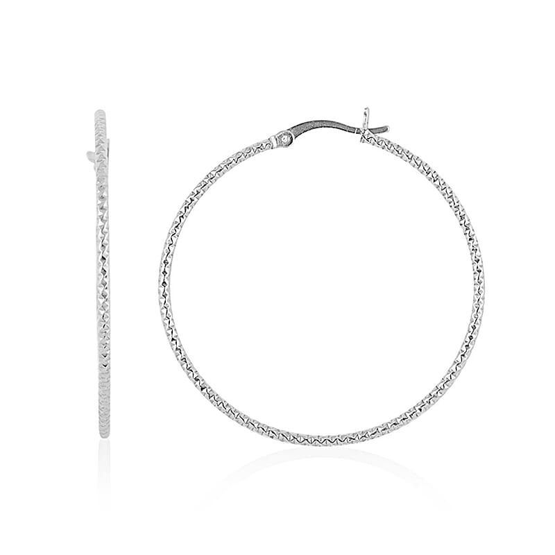 Sterling Silver 1.45mm Hoop Earrings (1.30 g)