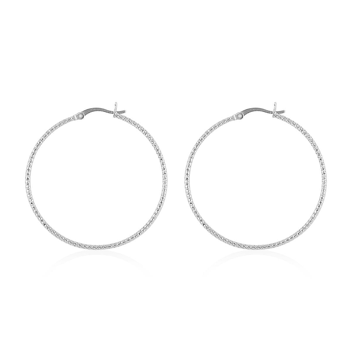 Sterling Silver 1.45mm Hoop Earrings (1.30 g) image number 3