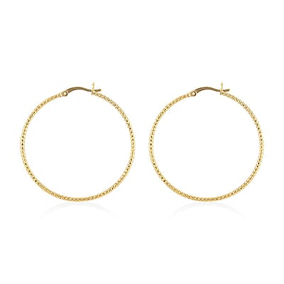 14K Yellow Gold Over Sterling Silver 1.4mm Hoop Earrings 2 Grams
