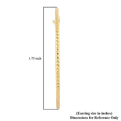 14K Yellow Gold Over Sterling Silver 1.4mm Hoop Earrings 2 Grams