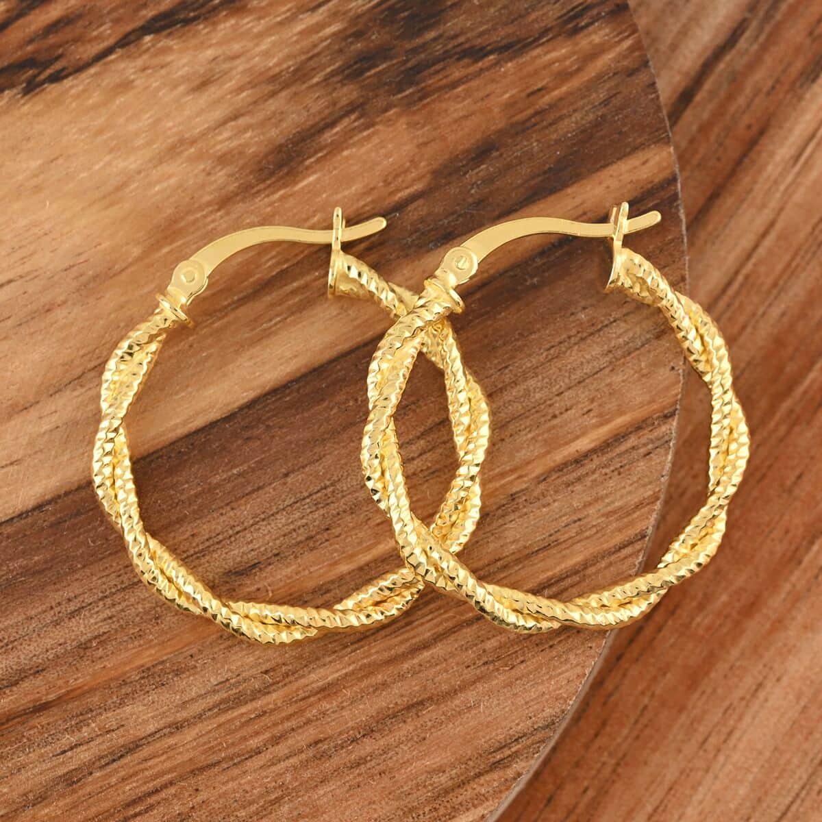 14K Yellow Gold Over Sterling Silver 2.8mm Hoop Earrings 2.75 Grams image number 1