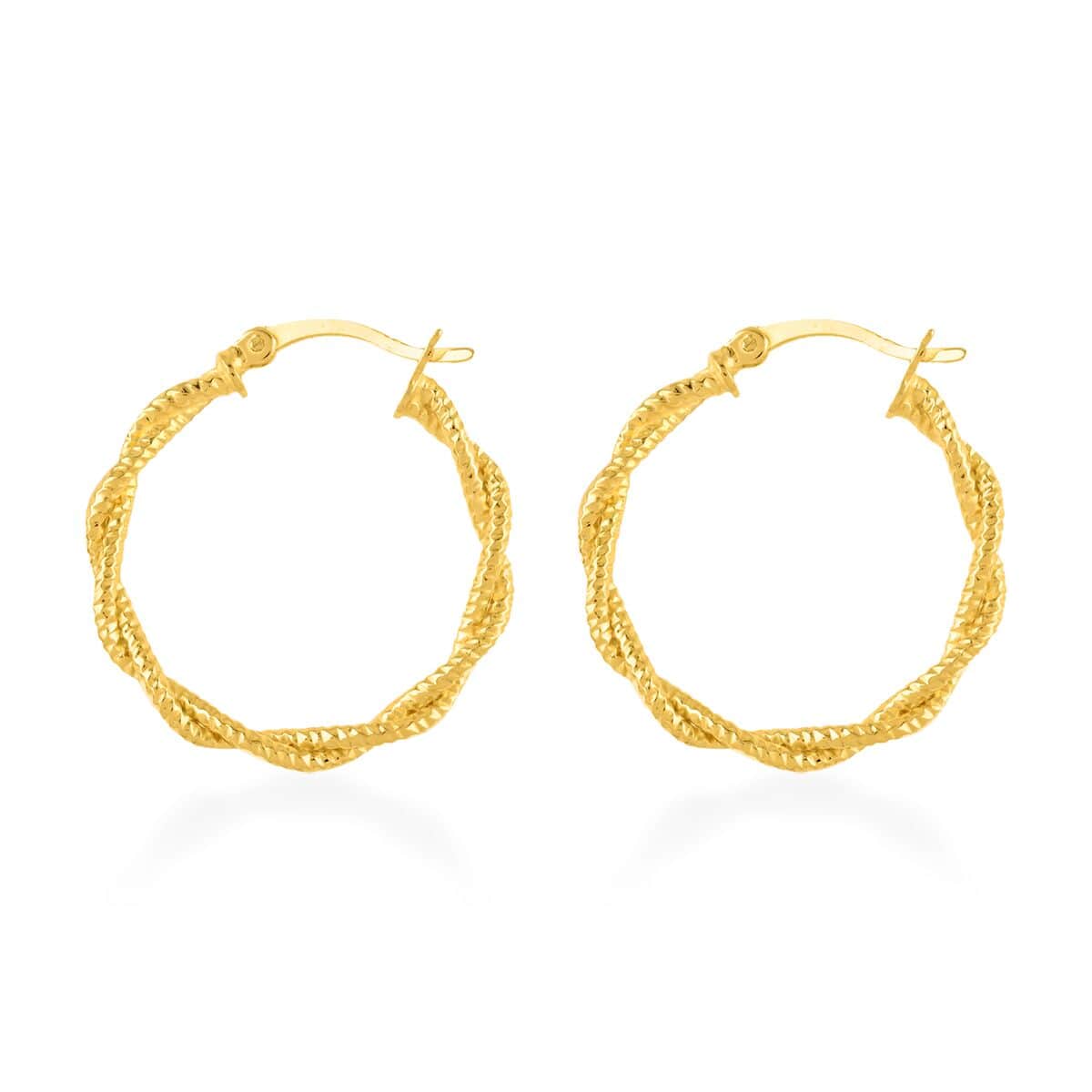 14K Yellow Gold Over Sterling Silver 2.8mm Hoop Earrings 2.75 Grams image number 3