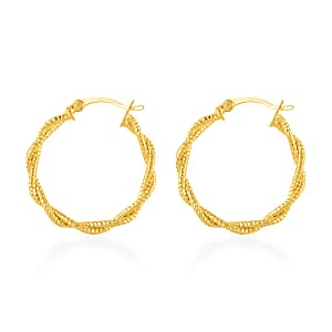 14K Yellow Gold Over Sterling Silver 2.8mm Hoop Earrings 2.75 Grams