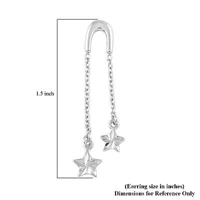 Sterling Silver Star Dangle Earrings 1.60 Grams