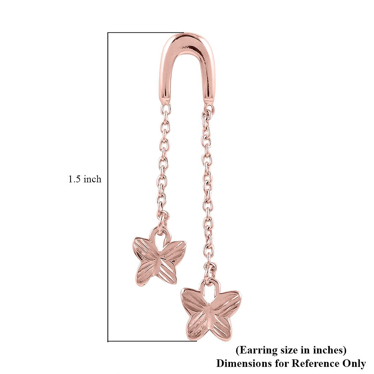 14K Rose Gold Over Sterling Silver Butterfly Dangle Earrings 1.90 Grams