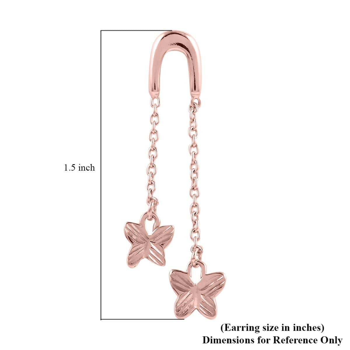 14K Rose Gold Over Sterling Silver Butterfly Dangle Earrings 1.90 Grams image number 4