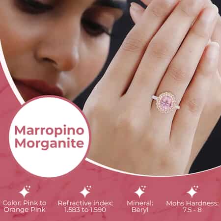 Ankur Treasure Chest Modani Marropino Morganite Ring, 14K Rose Gold Ring, Diamond Floral Halo Ring, Natural Pink And White Diamond Accent Ring, Promise Rings, Promise Rings 1.95 ctw (Size 10) image number 2
