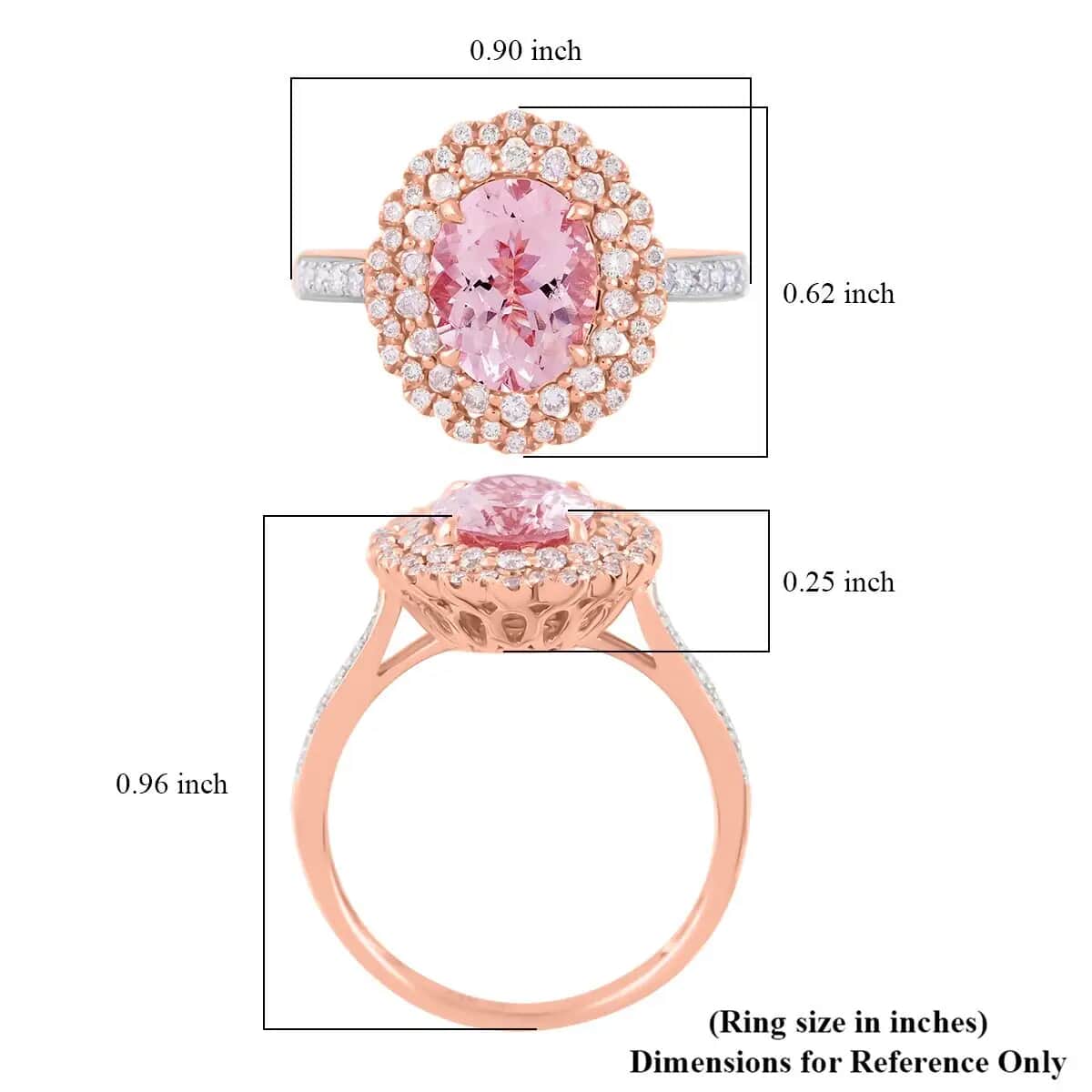 14K Rose Gold Marropino Morganite, Natural Pink and White Diamond Ring 3.50 Grams 1.95 ctw image number 6