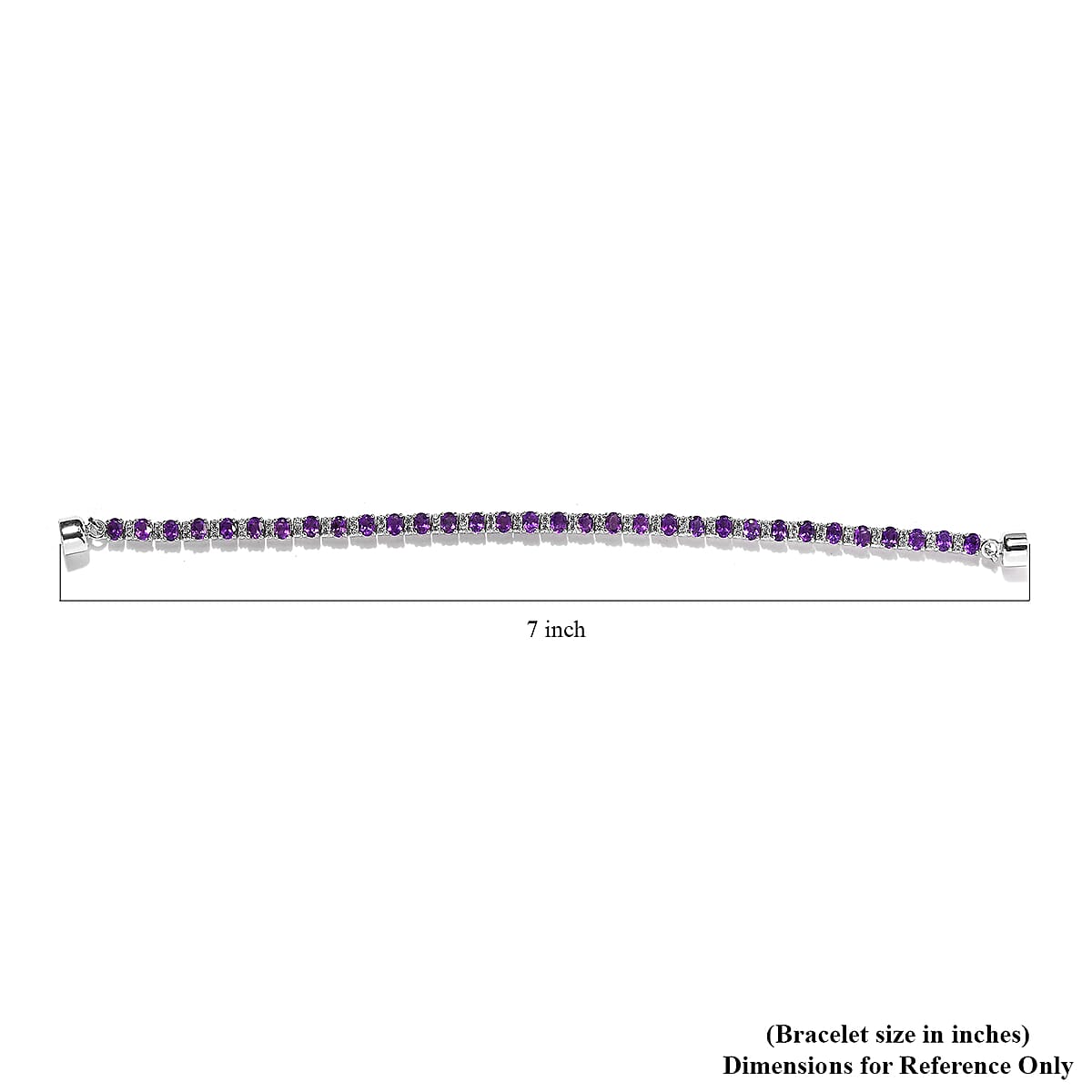 Premium African Amethyst and White Zircon 5.75 ctw Bracelet in Rhodium Over Sterling Silver (7.25 In) image number 3