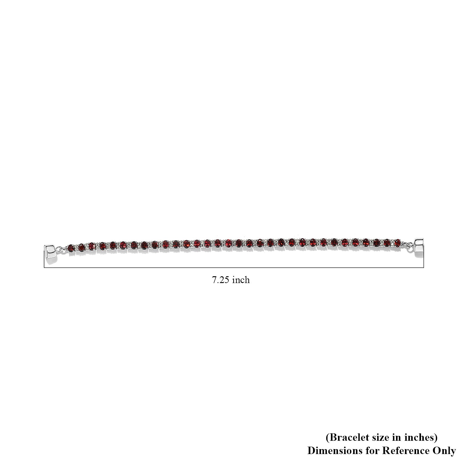 Premium Mozambique Garnet and White Zircon 7.25 ctw Bracelet in Rhodium Over Sterling Silver (7.25 In)