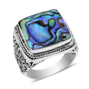 Bali Legacy Abalone Shell Men's Ring in Sterling Silver (Size 13.0)