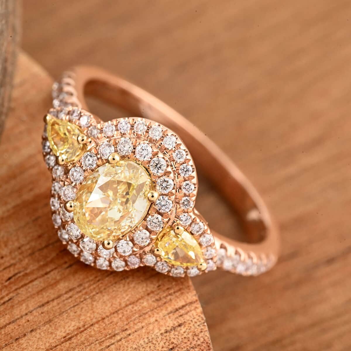 Ankur Treasure Chest Modani 14K Rose and Yellow Gold Natural Yellow and Pink Diamond Ring (Size 7.0) 4.30 Grams 1.50 ctw image number 1