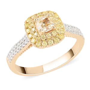 Ankur Treasure Chest 14K Yellow Gold Natural Yellow and White Diamond Ring (Size 10.0) 4.20 Grams 1.00 ctw