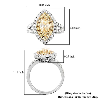14K White and Yellow Gold Natural Yellow and White Diamond Ring (Size 10.0) 6.70 Grams 2.20 ctw