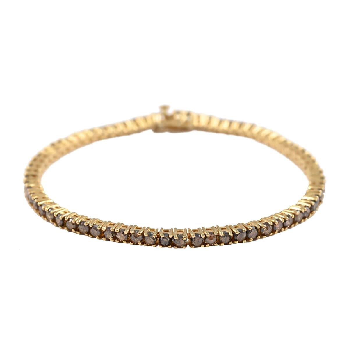 Rose Cut Natural Champagne Diamond Tennis Bracelet in Vermeil Rose Gold Over Sterling Silver (8.00 In) 10 Grams 6.50 ctw image number 0