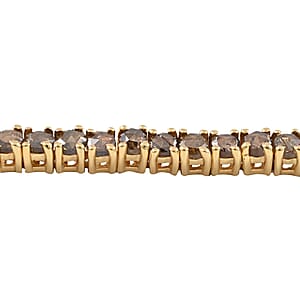 D'Joy Rose Cut Natural Champagne Diamond Tennis Bracelet in Vermeil Rose Gold Over Sterling Silver, Diamond Line Bracelet, Diamond Birthday Anniversary Gift (7.25 In) 6.00 ctw