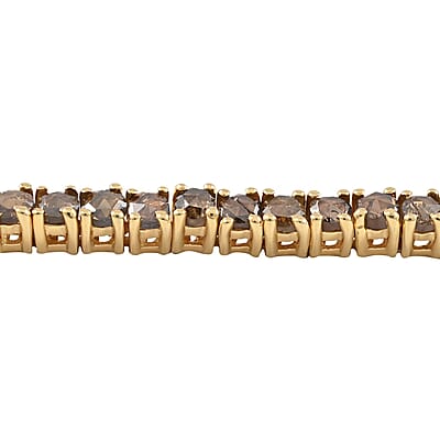 D'Joy Rose Cut Natural Champagne Diamond Tennis Bracelet in Vermeil Rose Gold Over Sterling Silver, Diamond Line Bracelet, Diamond Birthday Anniversary Gift (7.25 In) 6.00 ctw