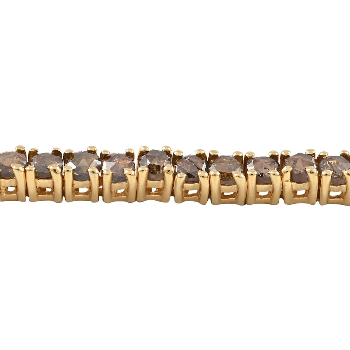 Rose Cut Natural Champagne Diamond Tennis Bracelet in Vermeil Rose Gold Over Sterling Silver, Diamond Line Bracelet, Diamond Birthday Anniversary Gift (7.25 In) 6.00 ctw image number 2
