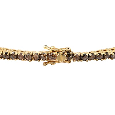 D'Joy Rose Cut Natural Champagne Diamond Tennis Bracelet in Vermeil Rose Gold Over Sterling Silver, Diamond Line Bracelet, Diamond Birthday Anniversary Gift (7.25 In) 6.00 ctw