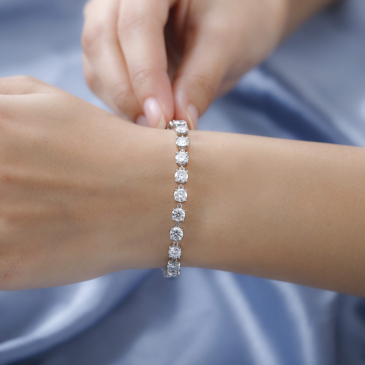 Moissanite Bracelet in Platinum Over Sterling Silver (Adjustable) 9.75 ctw image number 2