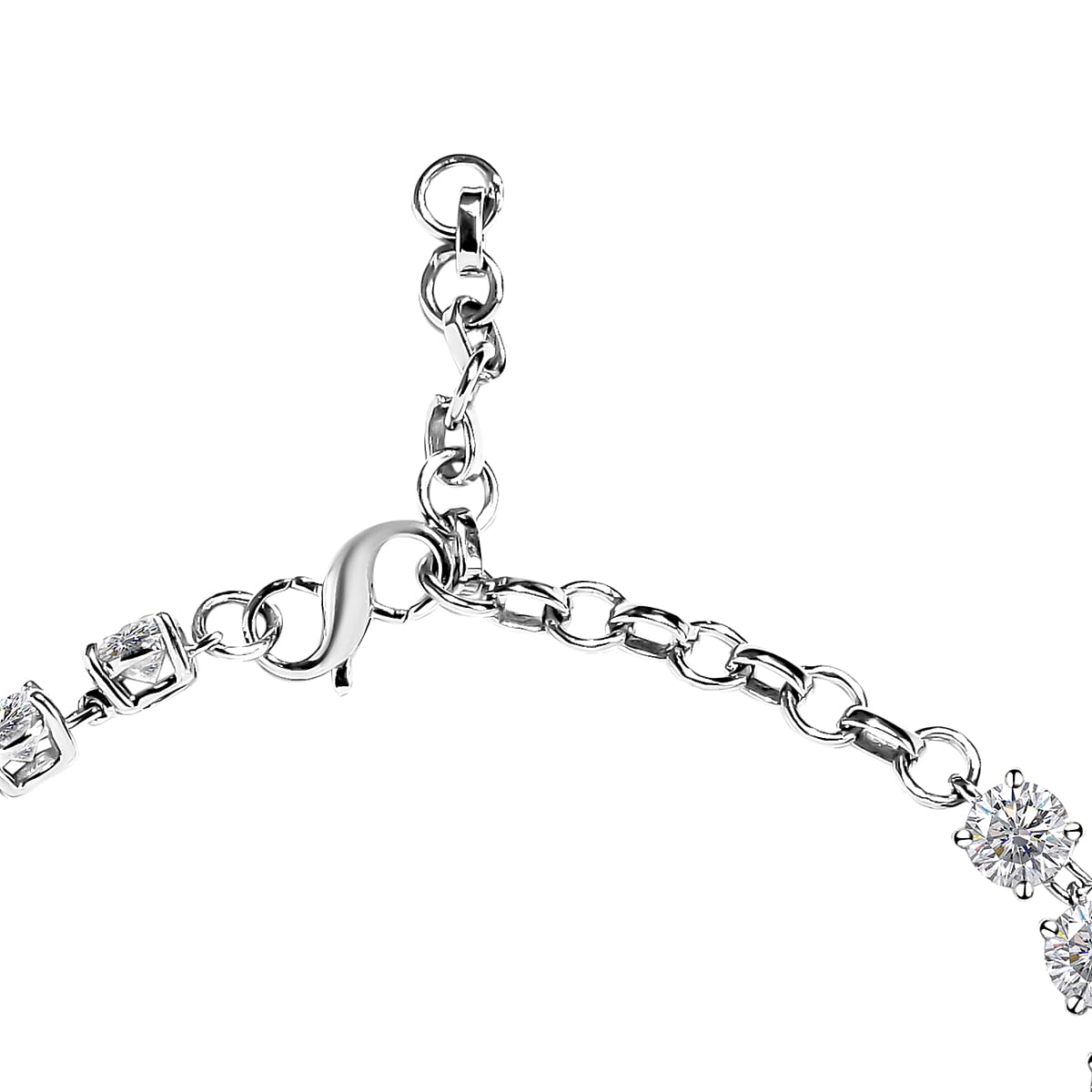 Moissanite Bracelet in Platinum Over Sterling Silver (Adjustable) 9.75 ctw image number 3
