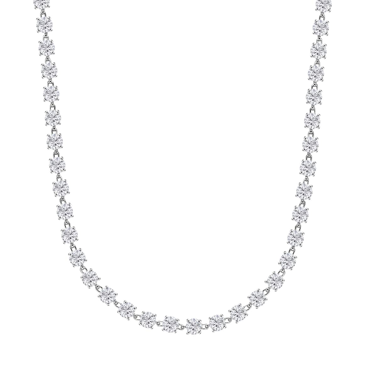 Moissanite Tennis Necklace 18-20 Inches in Platinum Over Sterling Silver 25.85 ctw image number 3