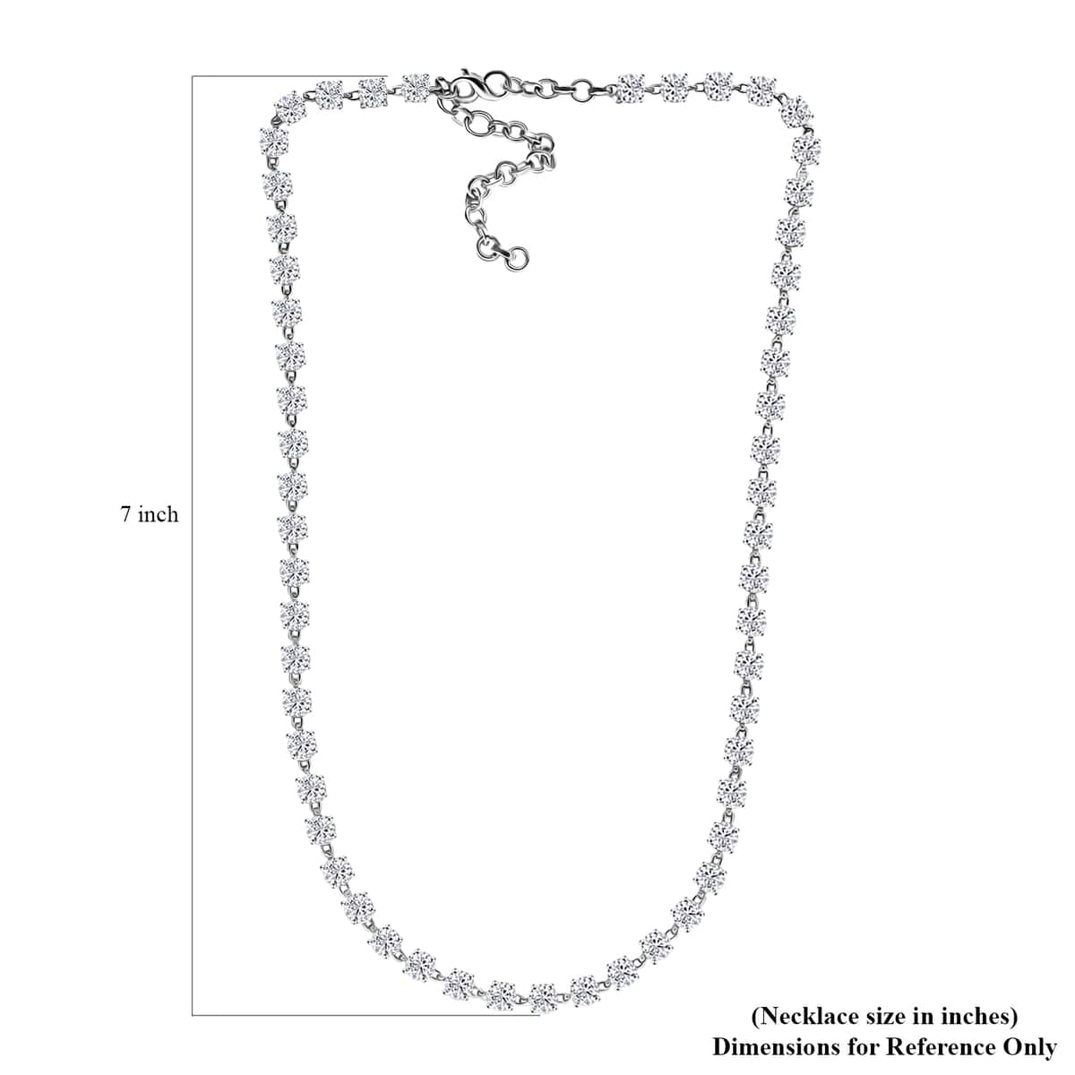 Moissanite Tennis Necklace 18-20 Inches in Platinum Over Sterling Silver 25.85 ctw image number 5