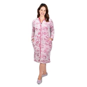 LATI FASHIONS Pink Burnout Floral Zipper Front Robe L