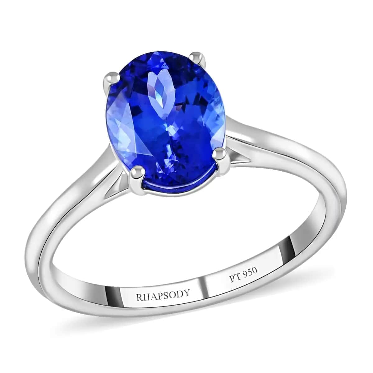 Doorbuster Certified and Appraised RHAPSODY 950 Platinum AAAA Tanzanite Solitaire Ring 4.10 Grams 2.35 ctw image number 0