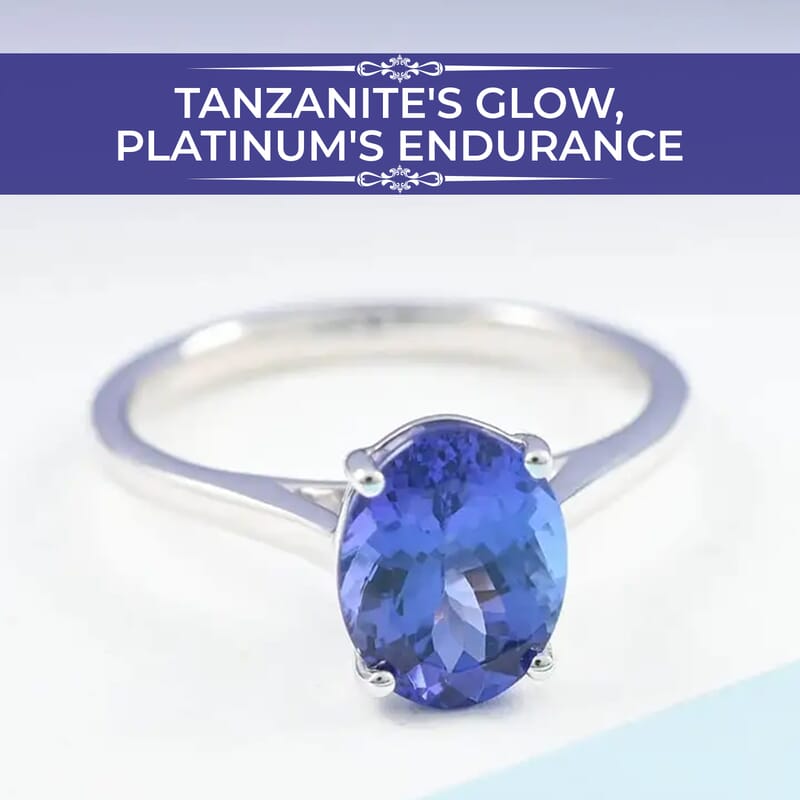 Rhapsody Certified and Appraised AAAA Tanzanite Solitaire Ring, 950 Platinum Ring, Wedding Ring 4.10 Grams 2.35 ctw
