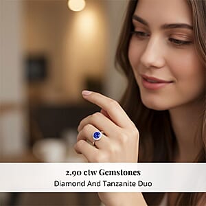 Ankur Treasure Chest Certified Rhapsody 950 Platinum AAAA Tanzanite and E-F, VS Diamond Halo Ring (Size 10.0) 6.30 Grams 2.90 ctw