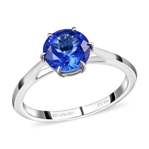 Rhapsody Certified and Appraised AAAA Tanzanite 2.15 ctw Solitaire Ring, 950 Platinum Ring, Wedding Ring 4.24 Grams (Size 6.00)