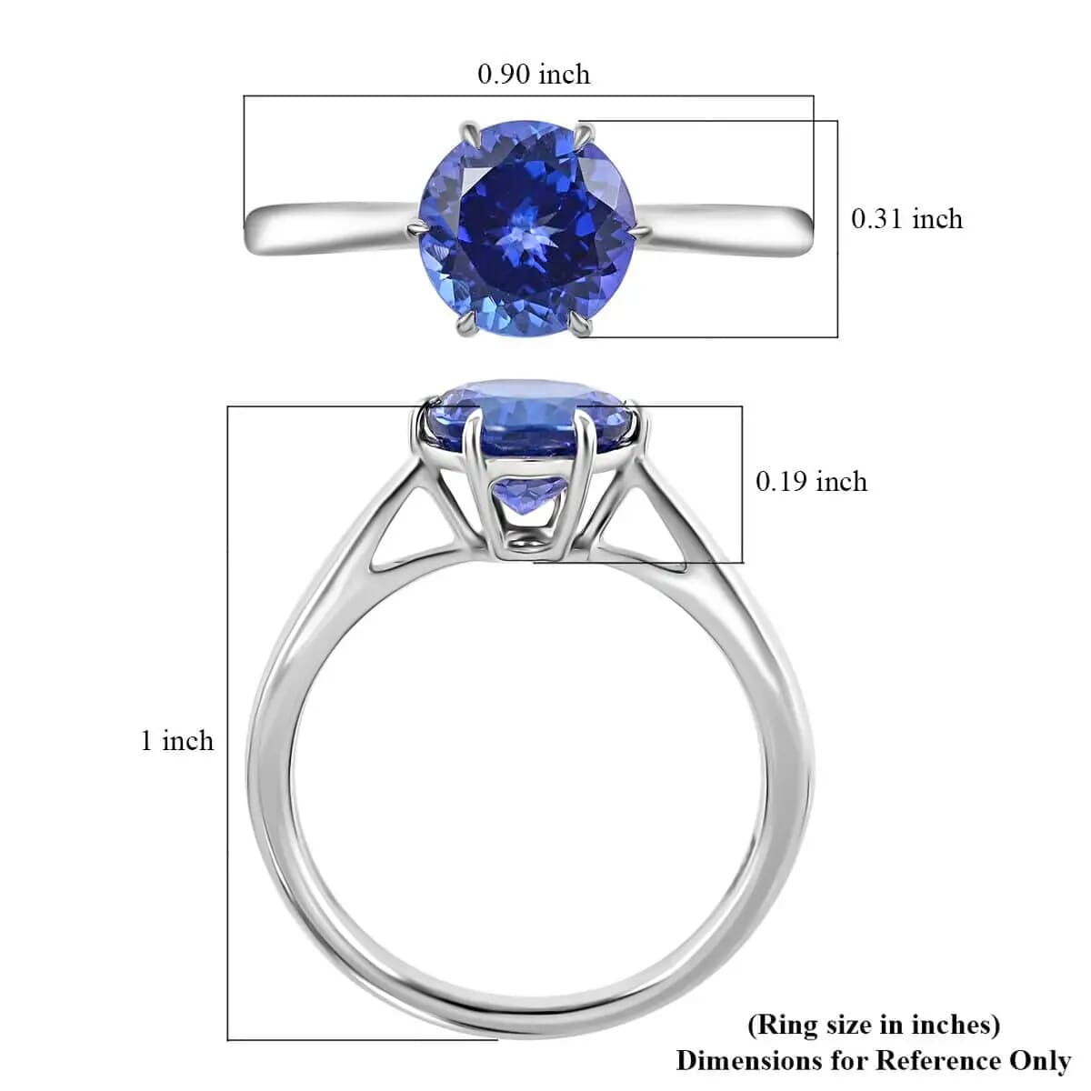 Rhapsody Certified and Appraised AAAA Tanzanite 2.15 ctw Solitaire Ring, 950 Platinum Ring, Wedding Ring 4.24 Grams (Size 7.00) image number 5