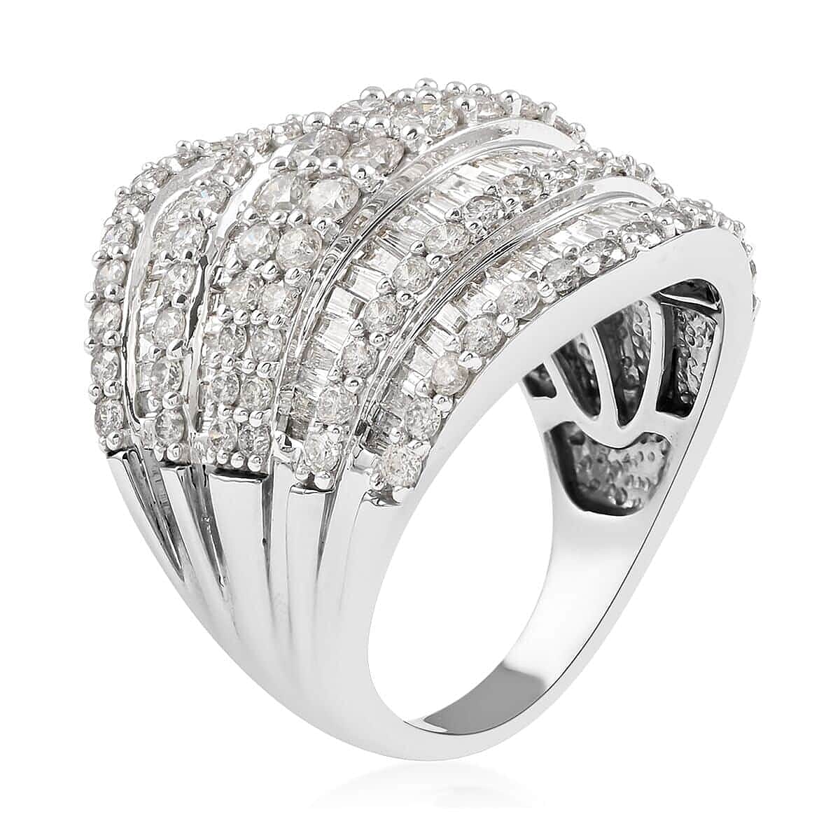 NY Closeout 10K White Gold Diamond Ring (Size 7.0) 7.60 Grams 3.00 ctw image number 3