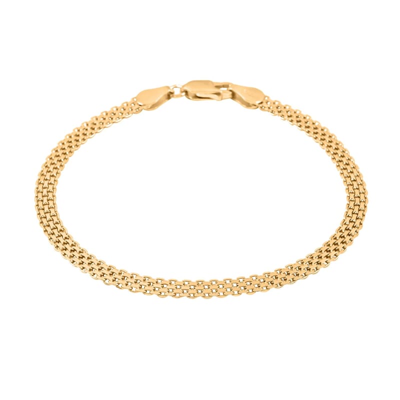 Bismark Chain Bracelet in 14K Yellow Gold Over Sterling Silver (7.50 In) 3.70 Grams