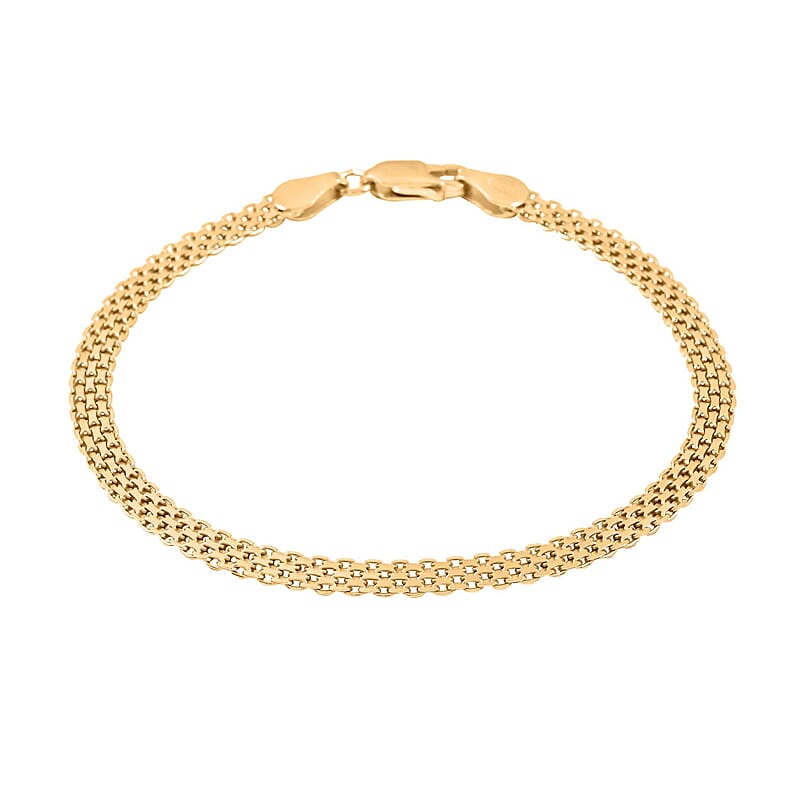 Bismark Chain Bracelet in 14K Yellow Gold Over Sterling Silver (7.50 In) 3.70 Grams