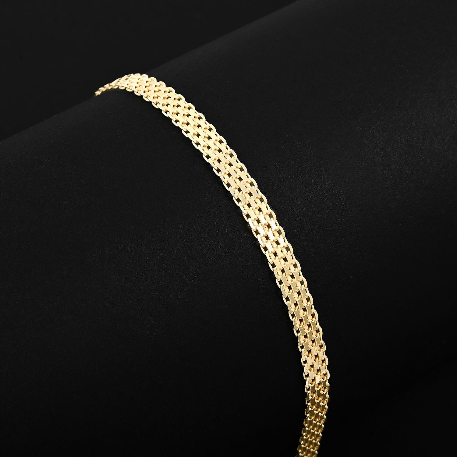 Bismark Chain Bracelet in 14K Yellow Gold Over Sterling Silver (7.50 In) 3.70 Grams