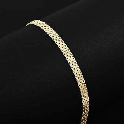Bismark Chain Bracelet in 14K Yellow Gold Over Sterling Silver (7.50 In) 3.70 Grams