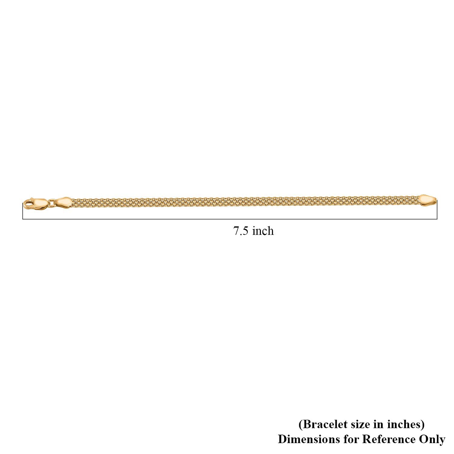 Bismark Chain Bracelet in 14K Yellow Gold Over Sterling Silver (7.50 In) 3.70 Grams