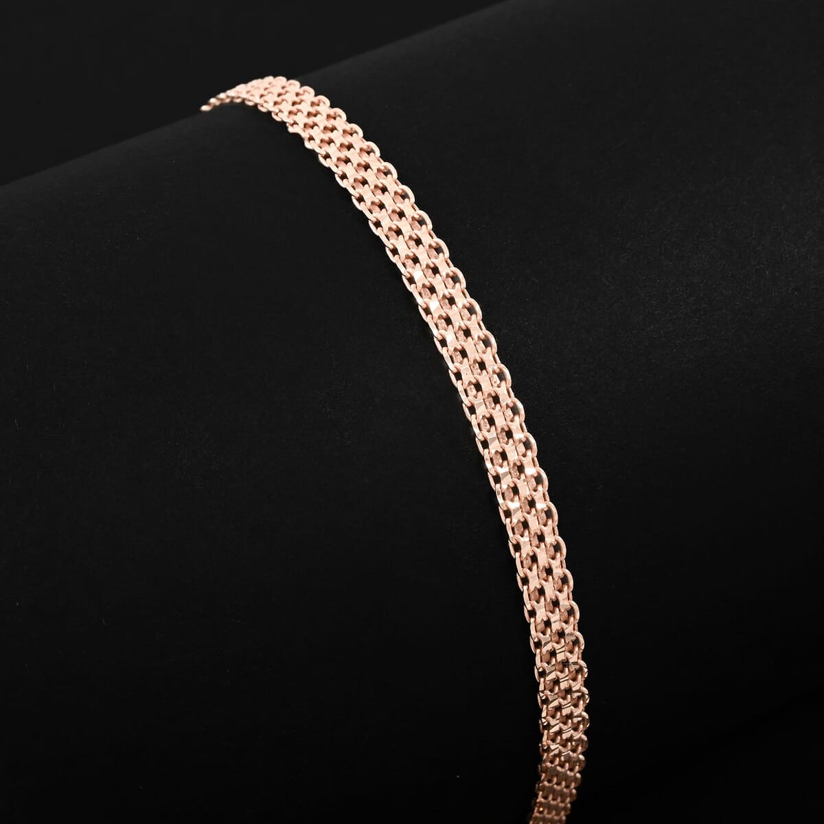 Bismark Chain Bracelet in 14K Rose Gold Over Sterling Silver (7.50 In) 3.50 Grams image number 1
