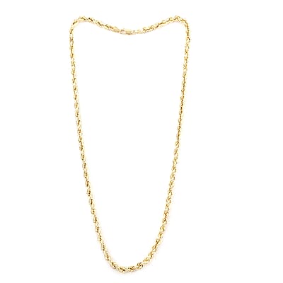 14K Yellow Gold 4mm Rope Necklace 26 Inches 9 Grams