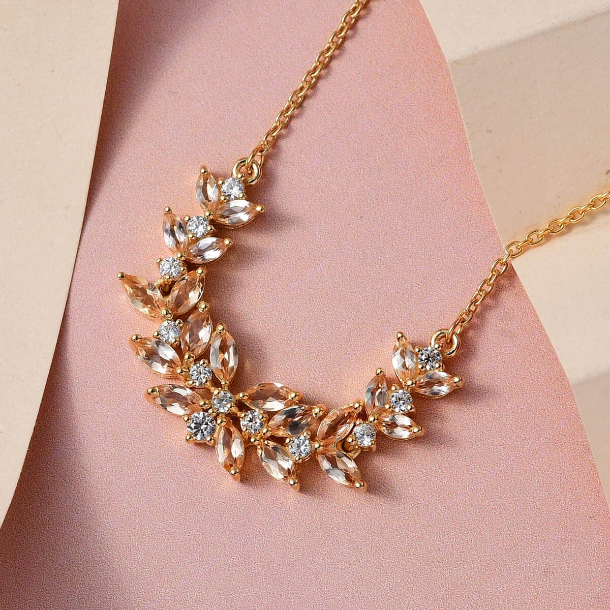 Premium Imperial Topaz and White Zircon Necklace 18 Inches in Vermeil Yellow Gold Over Sterling Silver 3.90 ctw image number 1