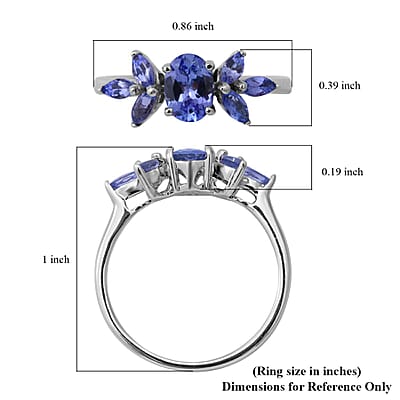 Tanzanite Ring in Platinum Over Sterling Silver (Size 10.0) 1.25 ctw