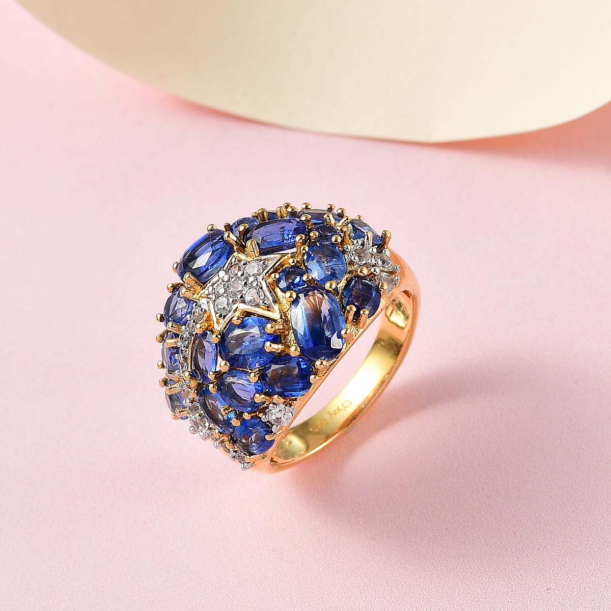 Kashmir Kyanite and Natural White Zircon Shooting Star Ring in Vermeil Yellow Gold Over Sterling Silver (Size 10.0) 5.75 ctw image number 1