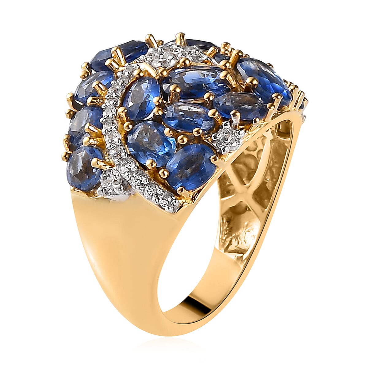 Kashmir Kyanite and Natural White Zircon Shooting Star Ring in Vermeil Yellow Gold Over Sterling Silver (Size 10.0) 5.75 ctw image number 3