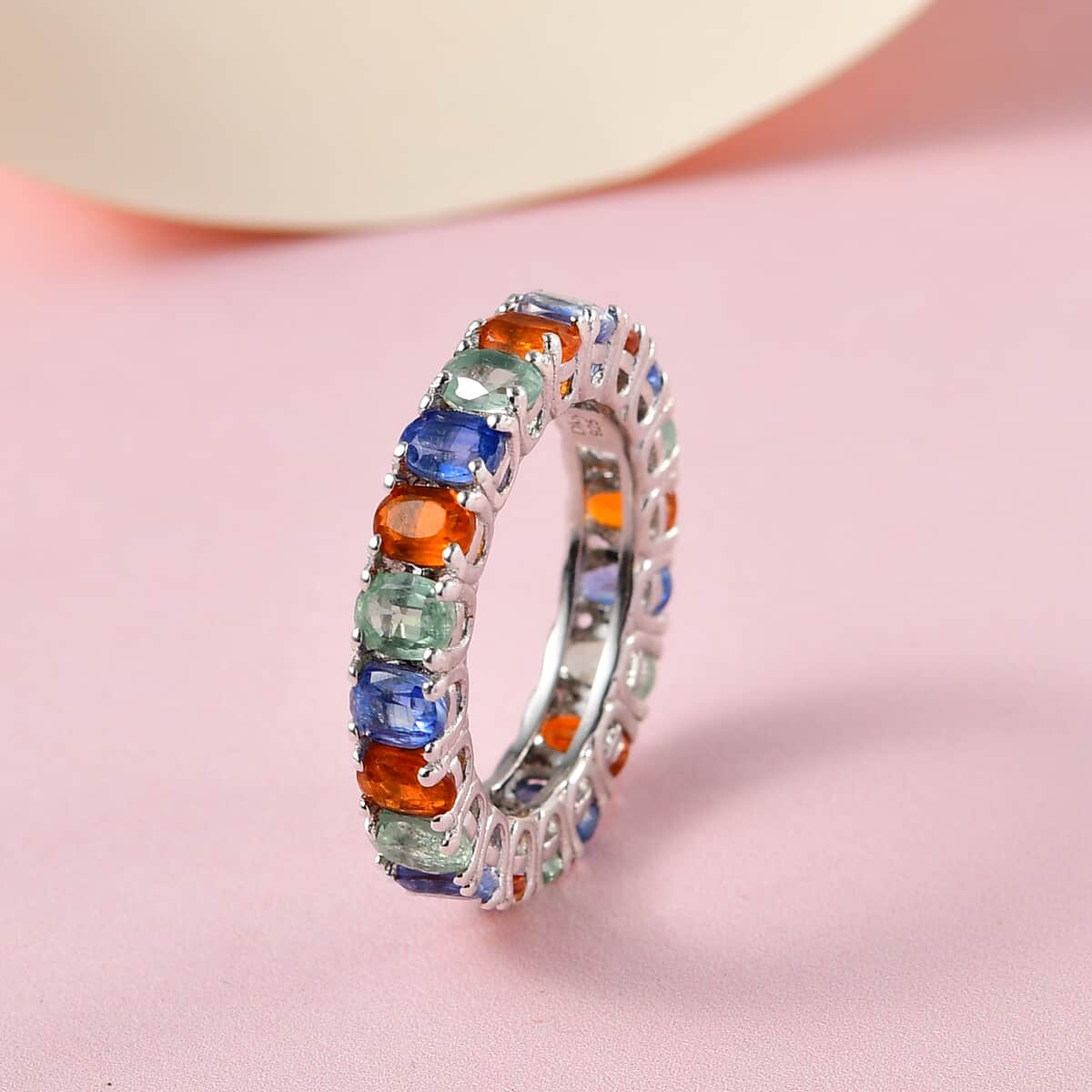 Multi Color Kyanite Eternity Band Ring in Platinum Over Sterling Silver 4.40 ctw image number 1